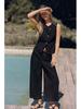 2025 Women's Summer Linen Blend Double-Breasted Vest & Wide-Leg Pants Fashion Set