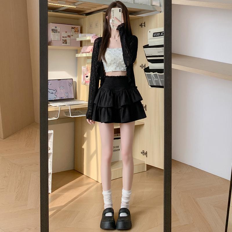 

2025 Double-Layer A-Line White High-Waisted Slimming Skirt for Women - Spring/Summer 4XL