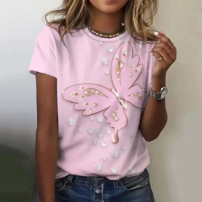 Fashion Women Clothing New Butterfly 3D Print T-shirt Personalized Casual Oversized T Shirt Harajuku Street Unisex Tops Tees