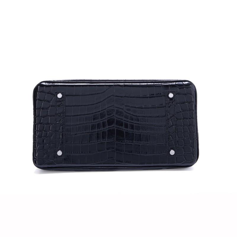 Fashion Genuine Leather Handbag Glossy Crocodile Shoulder Crossbody Bag