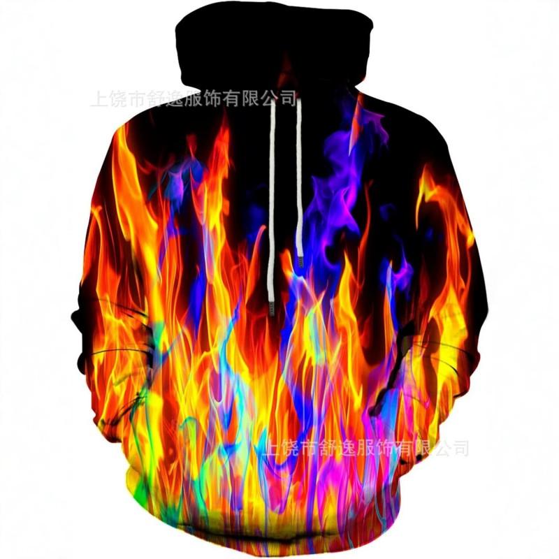 Mens Hooded Sweatshirt With Digital Print Loose Fit Long Sleeve Casual Pullover Daily Wear