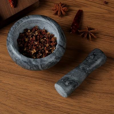 1PC Marble Garlic Masher Small Mini Manual Garlic Bowl Stone Mortar Tamper Jar Pepper Grinder Kitchen Ornament