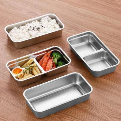 1/2Pcs Snack Box Double Compartment Stainless Steel Container Anti-Leak Design Dishwasher Safe Sauces
