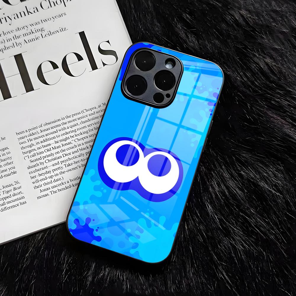 S-Splatoon Spiel Handyhülle Für IPhone 17 Air 16 E Pro Max 15 14 13 Mini 12 Pro 11 Max Plus Schwarze Glasabdeckung