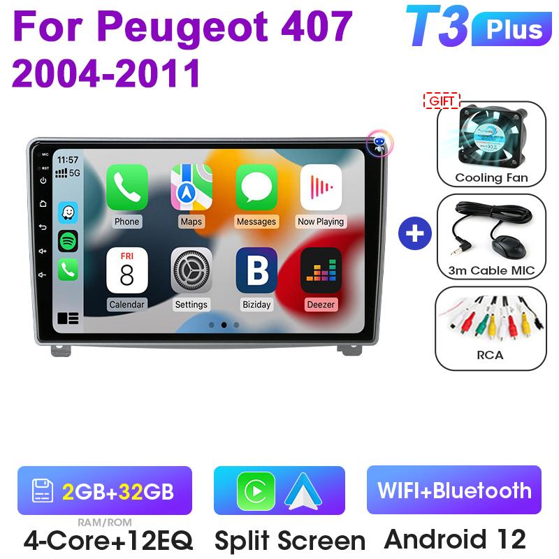 Android 12 Car Radio 9" For Peugeot 407 CC 407CC SW 2004 -2011 2 Din GPS 4G Carplay Auto Intelligent Systems Smart Autoradio