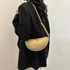 2025 New Fashion Classic Half Moon Saddle Bag Women's Solid Color Foreign Style Versatile Shoulder Messenger Bag Lychee Pattern Bag