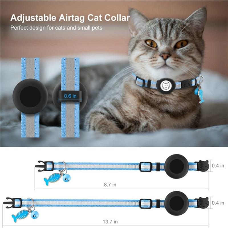 Pet Collar Adjustable Cats Collar with Reflective-Stripe & Tracker-Protector Dogs Nylon Breakaway Collar Pet Supplies