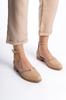 Women's Flat Shoes Trey Black Skin Stone Detailed Ballerinas with Open Sides