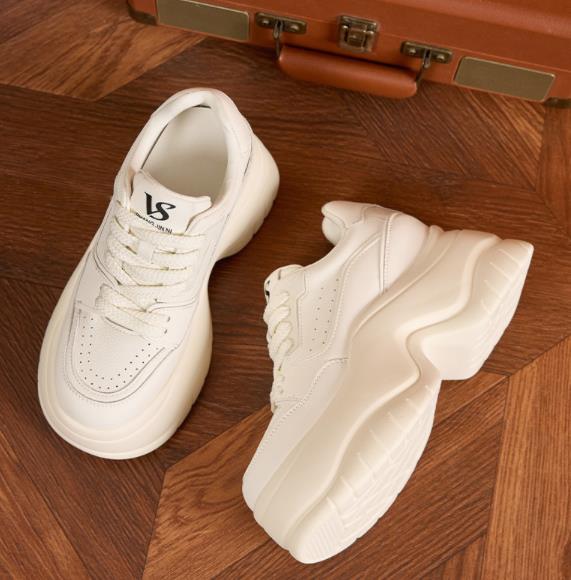 Fashion Women's Thick Bottom Platform Sneakers Soft Sole Sports Casual Shoes Versatile Heightening Shoes Autumn New Style White Sneakers