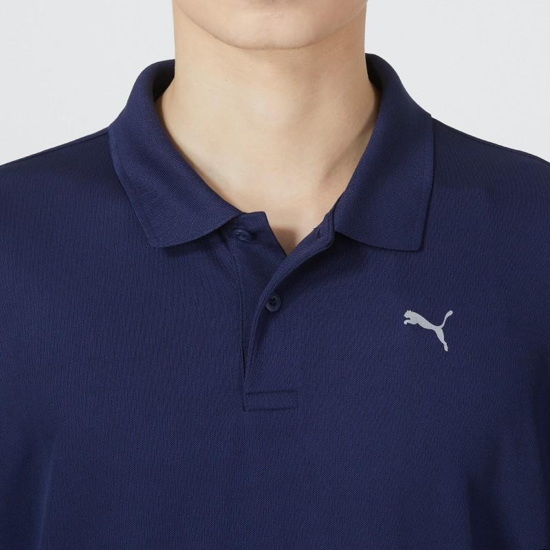 Puma Solid Color Pullover Polo Shirt Men Tops Blue 521772-06
