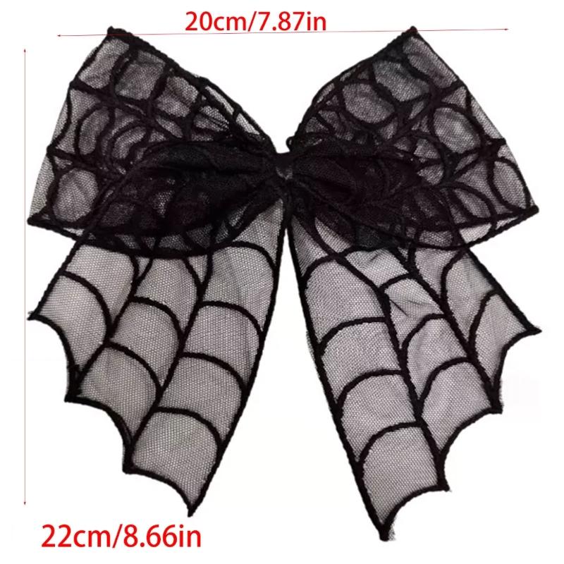 Dark Mesh Spiderweb Hair Clip With Fabric Center Detail, Gothic Hair Accessory for Costume Parties, Dance Outfits, Daily Styling, and Gift Giving