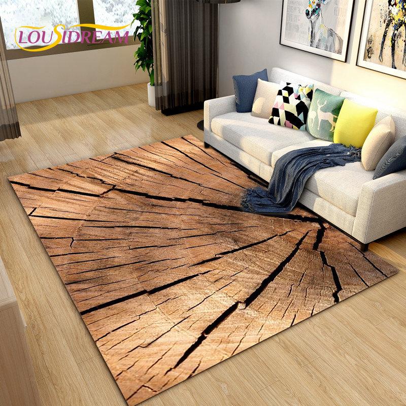 3D Wood Grain Area Rug,Carpet Rug for Living Bedroom Sofa Doormat Decoration,Kitchen Hallway Balcony Kid Play Non-slip Floor Mat