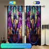 2pcs Stained Glass Dragon Printed Curtain - Artistic Home Decoration Curtains, All Season Decorative Curtains