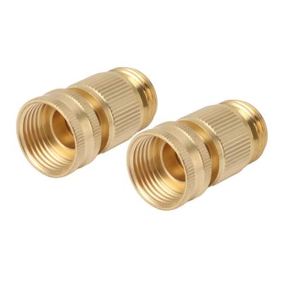 2PCS Brass Water Hose Quick Connector, 3/4 Inch Male and Female Garden Hose Fitting Adapter for Repair, Sy Connection