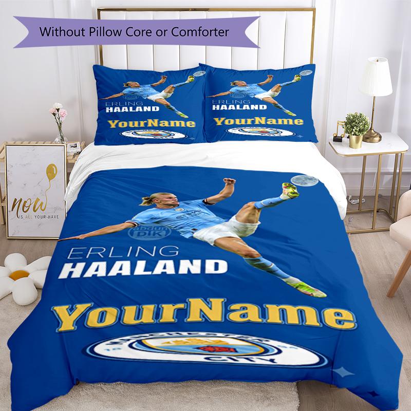 Haaland 68 Customize Your Name Bedding Set Breathable Duvet Cover with Pillowcases Home Decoration Birthday Gift