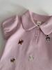2026 Summer Girls Baby Pink Embroidered Puppy Polo Shirt & Skirt Set
