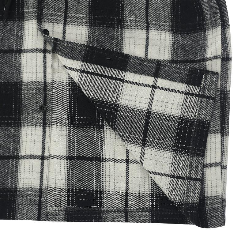 Autumn New Arrival: Loose-Fit Casual Jacquard Men's Long-Sleeved Hooded Check Shirt