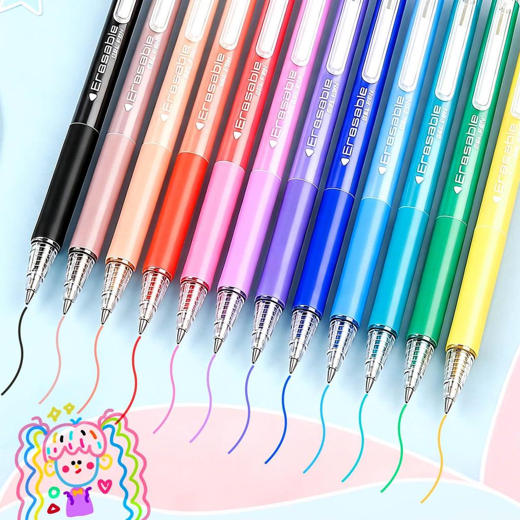 24-color erasable ballpoint pen, retractable erasable ballpoint pen, 0.7mm fine point, with eraser. Erase mistakes when drawing, taking notes in a