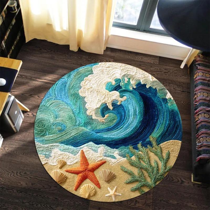 Flaming Black Hole Rug, Fiery Orange & Red Vortex Circle Carpet, Cosmic Portal Energy Mat for Dramatic Room Decor Fashionable