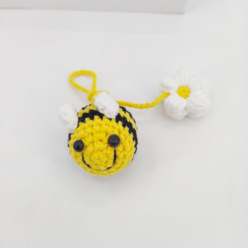 Handmade Wool Knit Bee & Flower Car Hanging Pendant