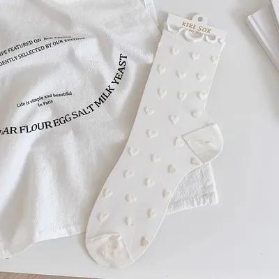 1/2 paia Calzini Neri Trasparenti Donna Estate Elastici Cuore Seta Calza Cristallo Caviglia Pizzo Arricciato Sox Grembiule JK Calzino Corto