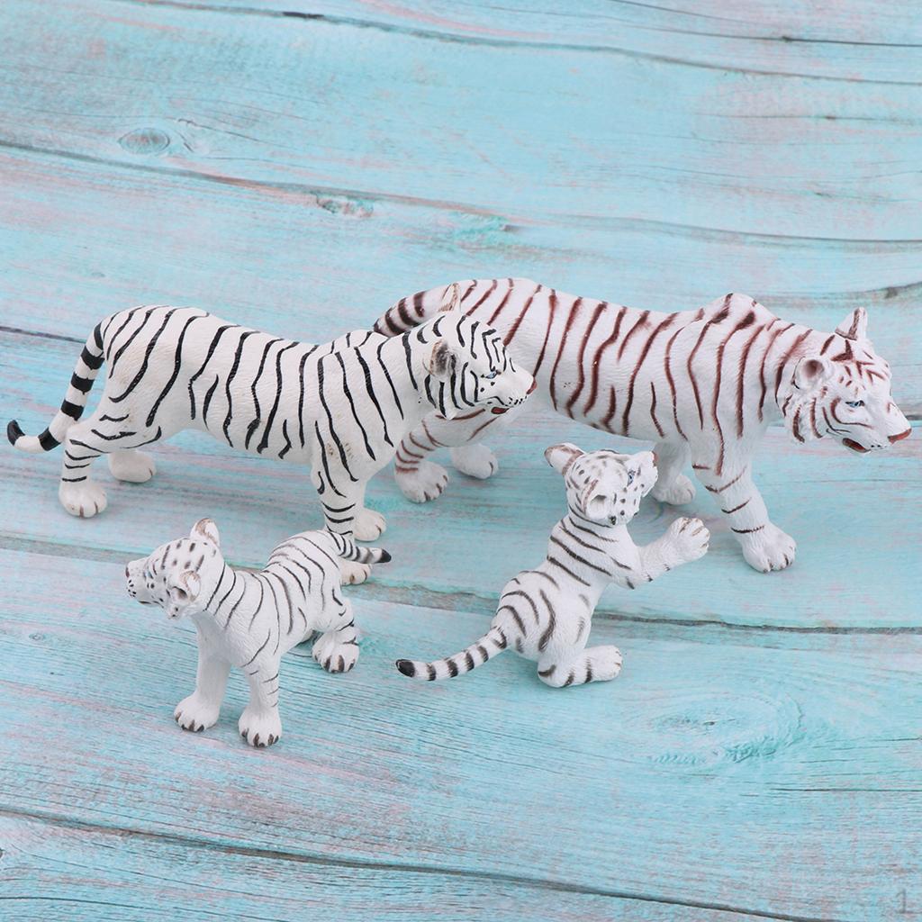 

4 Pieces Simulation White Figure Toy Animal Model Set, Home Ornaments