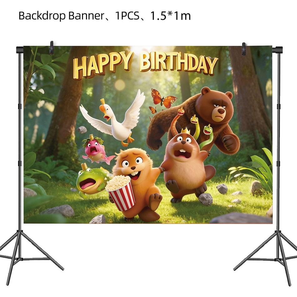 Pixar Hoppers Beaver Transformation Plan Action Figures Background Birthday Party Decoration Cake Topper Balloon Banner Supplies