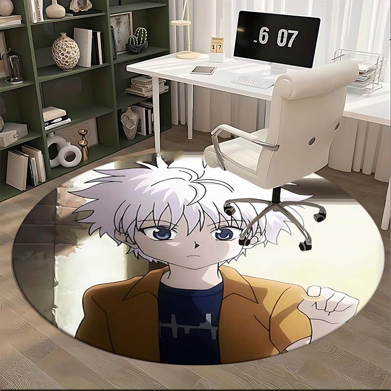 1pc Anime Cartoon Design Round Carpet - Office Chair Mat, Non-Slip Rug for Home Decor, Suitable for All Seasons, Perfect Gift for Anime Lovers.W016