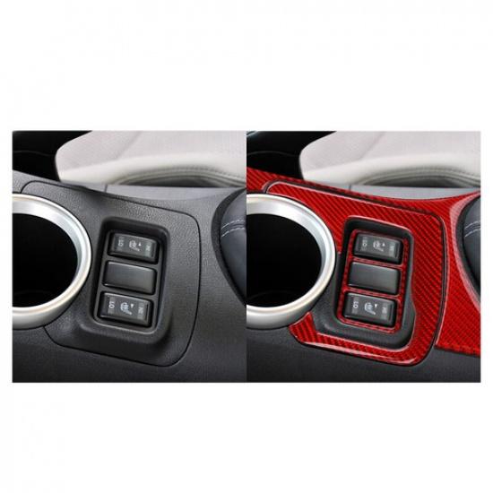 Red Carbon Fiber Car Center Cup Holder Frame Cover Trim For Nissan 370Z 2009-20