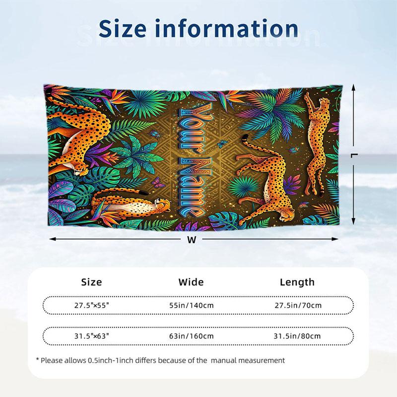 Adventure Journey Theme Beach Towel Personalized Custom Name & Text Soft Quick Dry Beach Towel for Swimming Travel