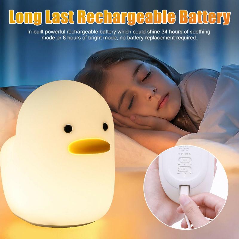 Cute Duck Led Night Light Children Bedside Energy Saving Dimmable Table Lamp Home Decoration Lamp