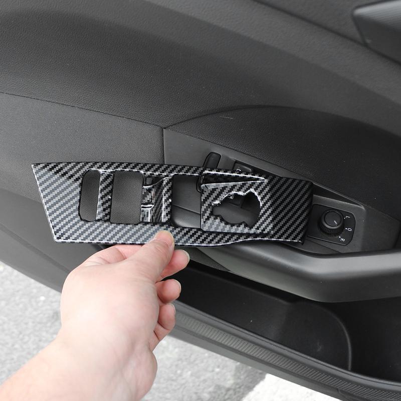 Car Door Window Lift Switch Panel Cover for Volkswagen VW T-CROSS Tcross 2018- LHD 4Pcs Imitation Carbon Fiber Accessories