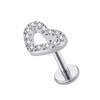 G23 Titanium 16g Body Piercing Jewellery Heart CZ Setting Internally Thread Labret Ear Cartilage