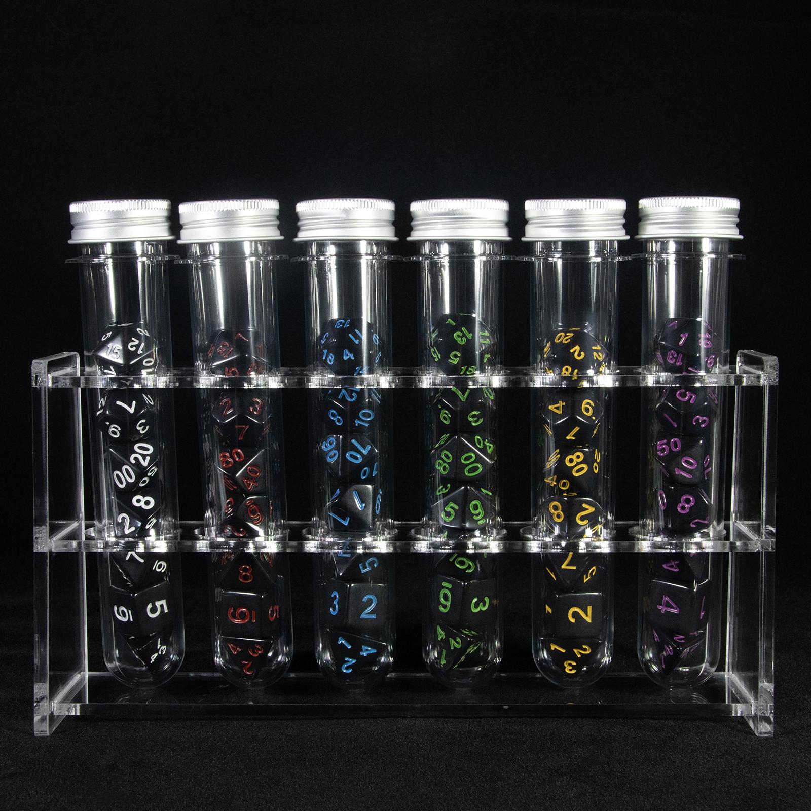 

Набор цветных многогранных кубиков для ролевой игры с тубусом для настольной игры RPG D&D, 6 наборов кубиков с 6 тубусами, 1 подставка для тубусов