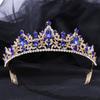DIEZI Baroque Sweet Blue Crystal Crown Bride Tiara For Women Wedding Elegant Princess Headpiece Hair Zircon Punk Accessories