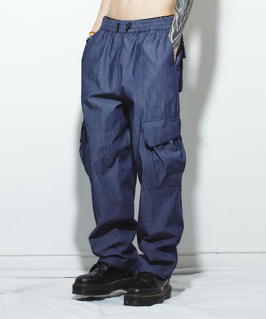 Millimillieon Basalt Denim Like Cargo Pants B08-Navy