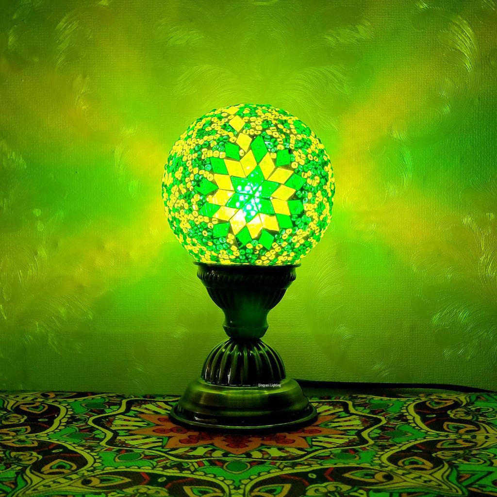 Moroccan Mosaic Table Lamp: DIY Ethnic Bedside Night Light with Music, Turkish Round Ball Design, Internet Celebrity Decor