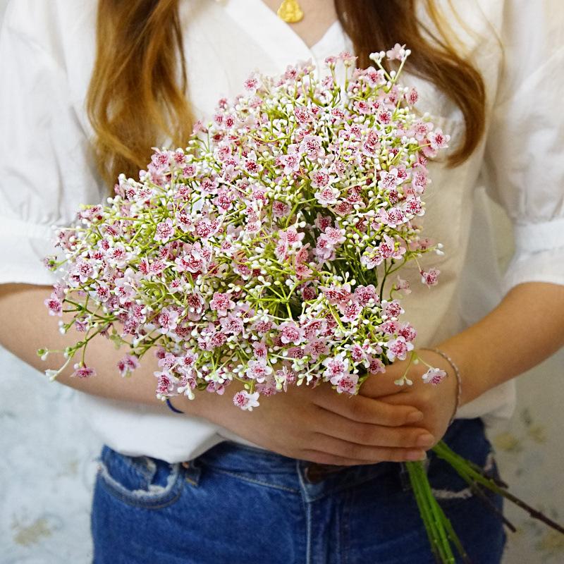 1 Bundle Gypsophila Bride Holding Plastic Flower Wedding Vases for Home Decor Accessories Ornamental Flowerpot Artificial Plants