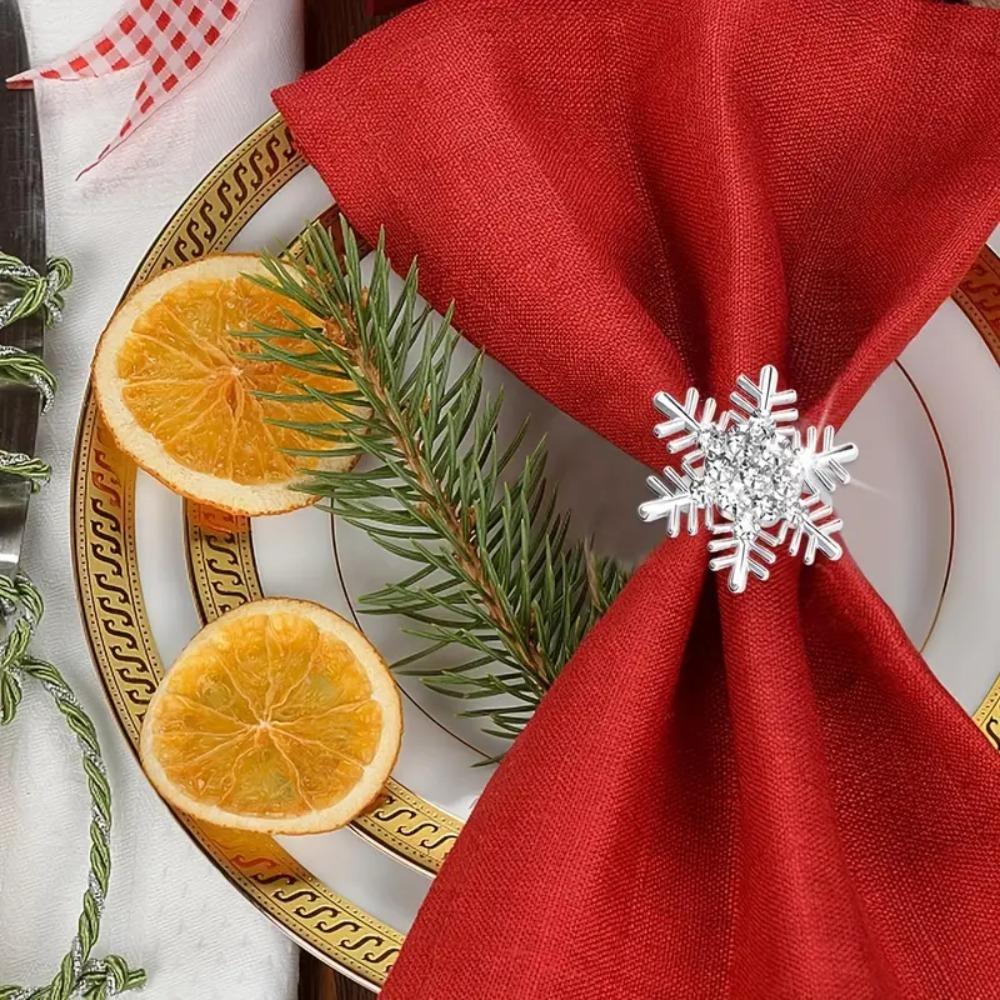 6pcs/pack Metal Snowflakes Shape Napkin Rings Silver Gold Towel Ring Fashion Napkin Holder Wedding
