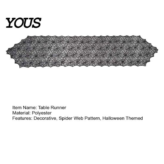 Halloween Table Runner Spider Web Runner, Dining Black Fabric Stain Resistant Hollow Party Decoration