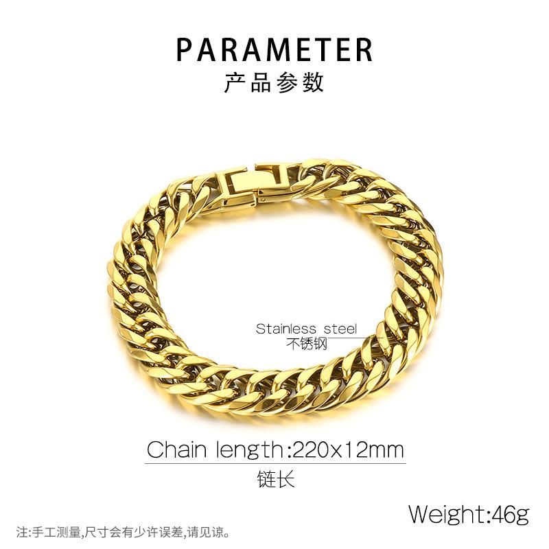 Trend Smycken Spänne Smycken, Hip Hop Stil 12Mm Kantad Kryptering Dubbelvävd Denim Kedja Titanstål Herrhalsband