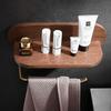 Brass Walnut Bathroom Multipurpose Storage Rack Wall Mounted Towel Rack Brushed Gold Dresser Storage Rack Bathroom Shelf