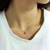 Exquisite Women's for Necklace 18K Gold Inlaid Red Zircon Pendant Smile Shaped Women's Sweater Chain Wedding Bridal Jewelry