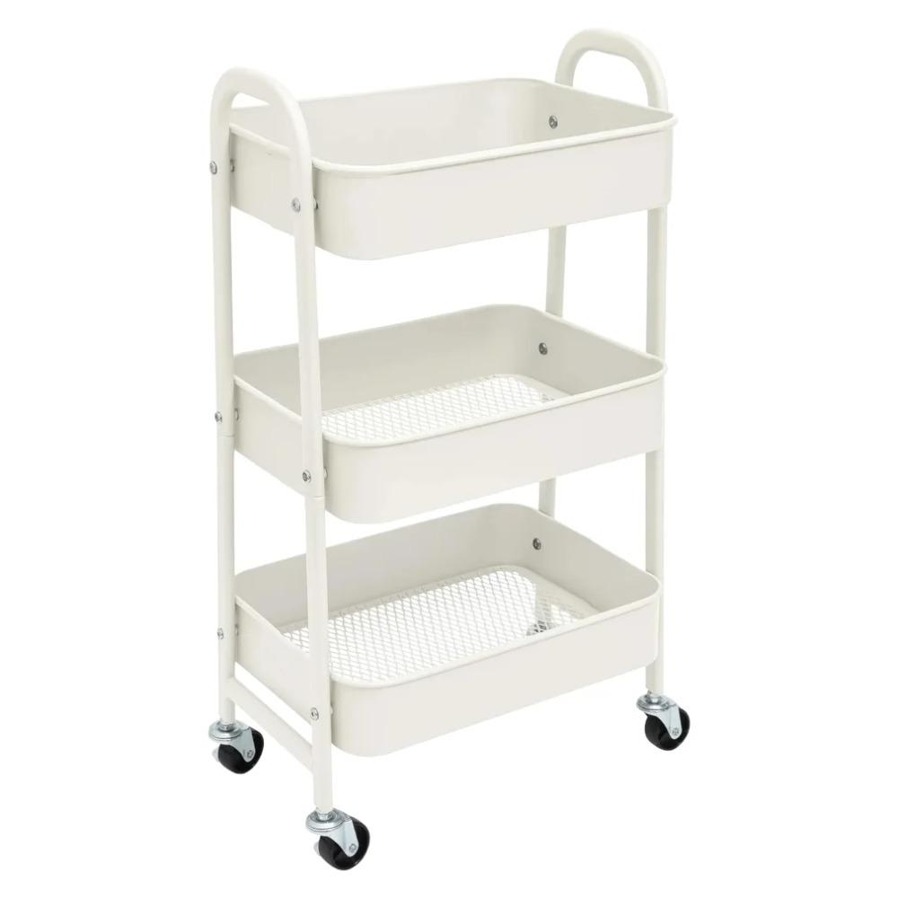 Storage cart with wheels kitchen cart with wheels 3levels rolling cart organizer for bedroom bathroom office,multi-purpose cart