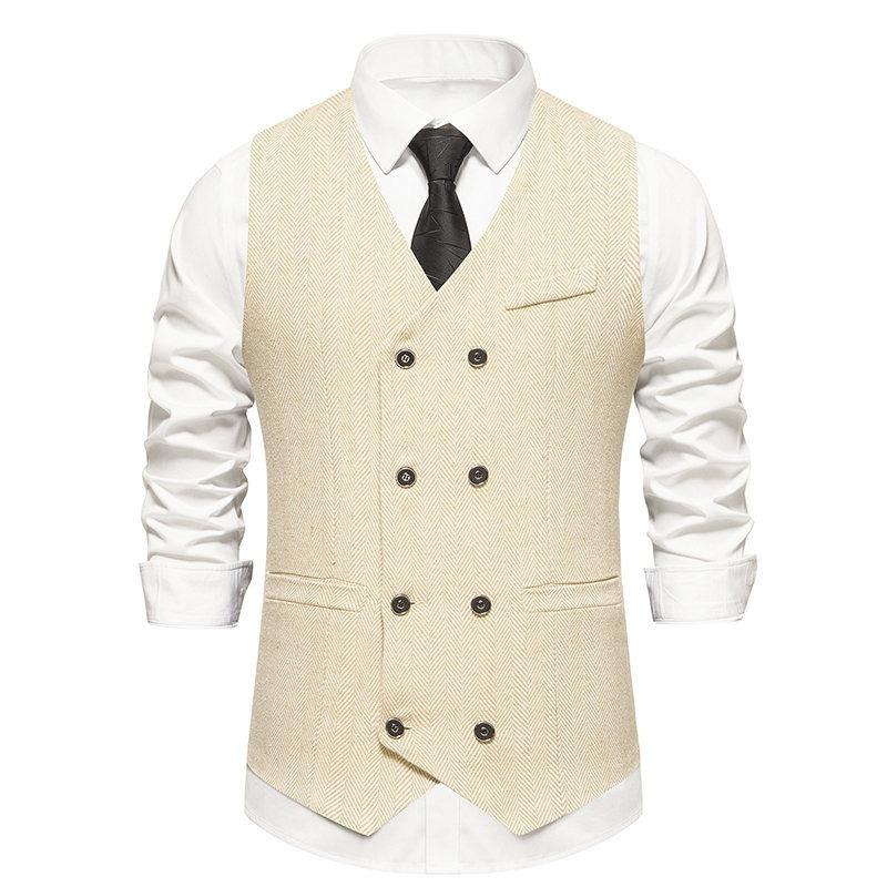 Buy Mens Suit Vest Double Button Casual Waistcoat Plaid Formal