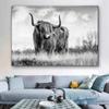 Scottish Highland Brown Cow Painting Canvas Print Poster Yak Wall Art Farm Animals Picture for Living Room Home Decor Cuadros