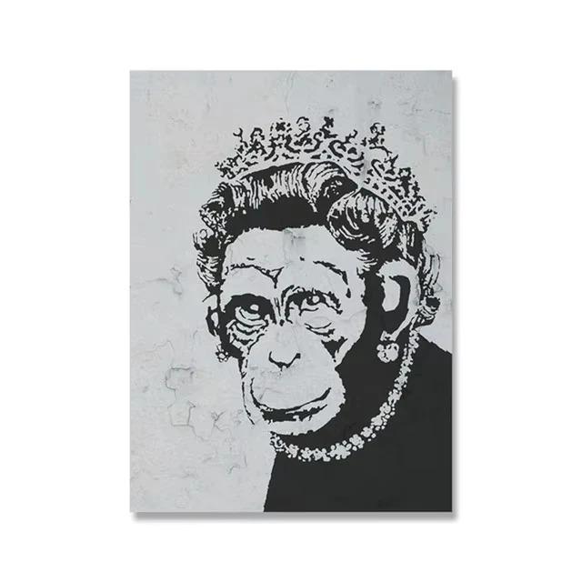 Graffiti Artwork Canvas Painting Prints Wall Art Pictures Girl with Red Balloon Black White Posters Nordic Home Decor