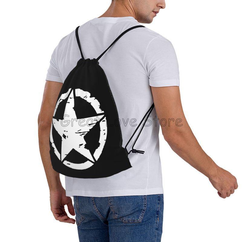 Custom Military Tactical Skull Star Drawstring Backpack Bags Women Men Lightweight Gym Sports Sackpack Sacks for Training
