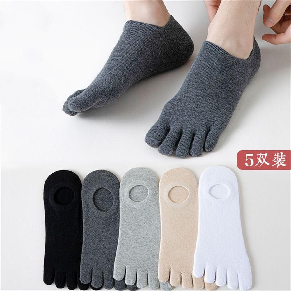 5 Pairs Five Fingers Socks Men White Breathable Short Ankle Toe Socks Sports Running Solid Color Black Gray Male Sox