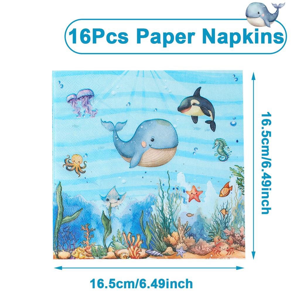 Ocean Animal Disposable Tableware Tablecloth Background Candy Bags Birthday Party Decor Kids Gift Under The Sea Party BabyShower